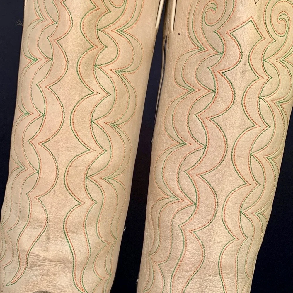 FRYE Vintage Rare Tall Knee High Stitching Cowgirl Cowboy Western Boots Size 9 - Picture 5 of 13